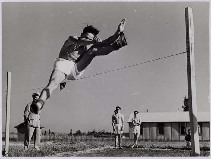 Robert Capa, [French air school, students exercising, vaulting over the high jump, Istres, France], 1939  The Robert Capa and Cornell Capa Archive, Gift of Cornell and Edith Capa, 2010