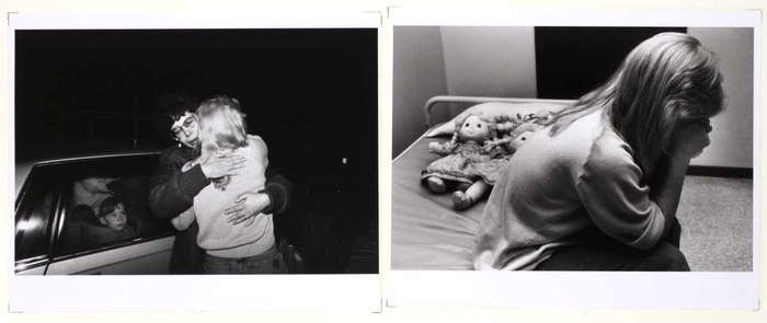 Woman and her children/mother with car